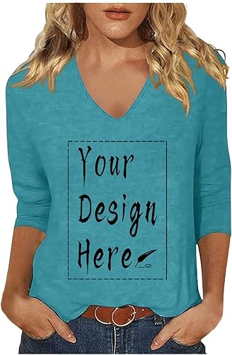 3/4 Arm Shirt Damen, Damen Tshirt Sommer Schwarz V Ausschnitt Dreiviertel Arm Shirt Grosse Grössen Einfarbig Women's T-Shirts Pullover Dreiviertelarm Tshirts T Shirts Sommershirt