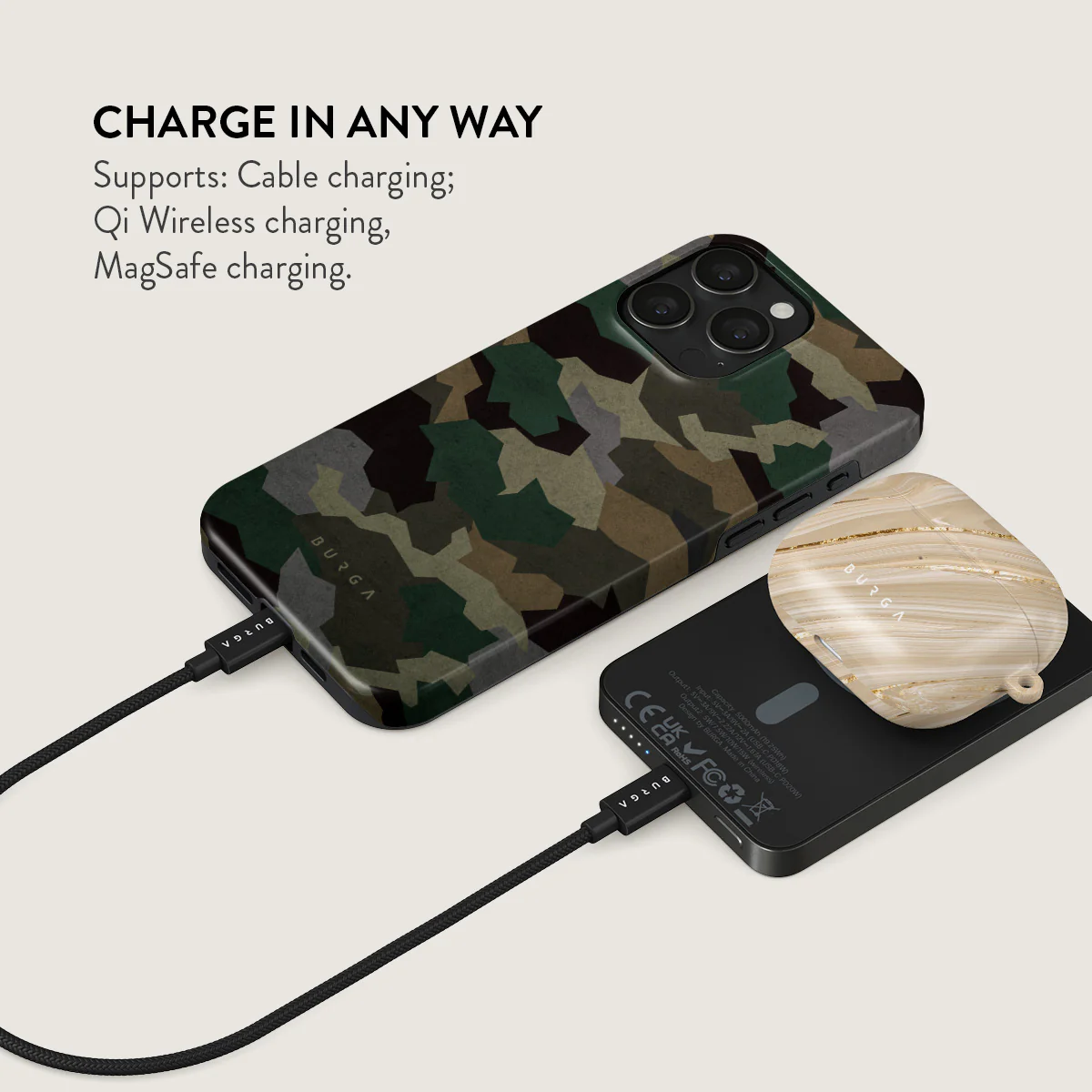Tropical Green Camo - Magnetic Power Bank