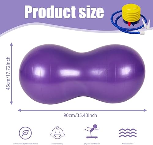 CAKEEYUM Peanut Ball Erdnuss-Gymnastikball mit luftdicken PVC-Erdnussbällen für Kinder, Therapie, Schwangerschaft, tragbarer Yoga-Ball für Zuhause, Fitnessstudio, 88,9 x 45,7 cm