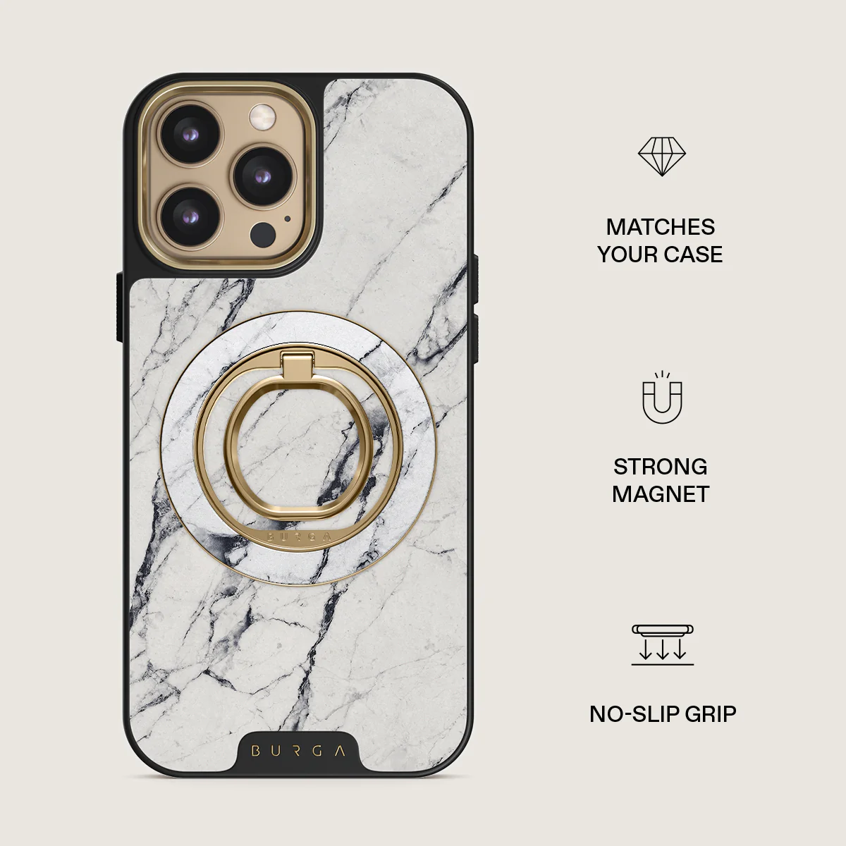 Satin White - Marble Magnetic Ring Holder