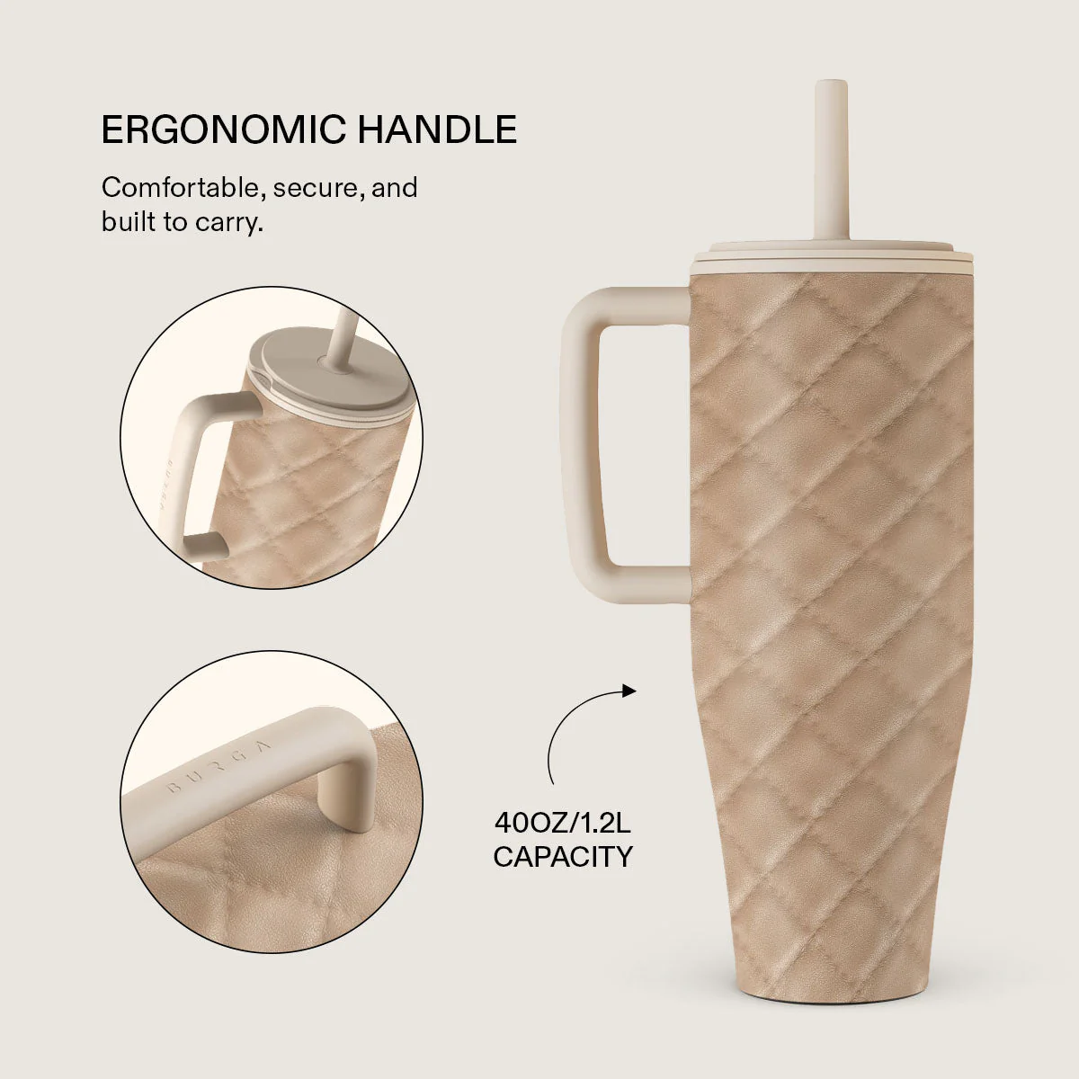 Simply Cream - Quilted All Day Leakproof Tumbler