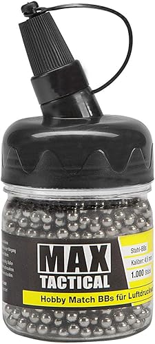 MAX Tactical Rundkugeln Carbonstahl BBS Kal. 4,5mm .177-1000 Schuss für Luftgewehre