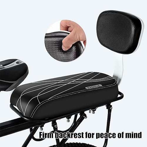 Sicherheits Fahrrad Rücksitz Zubehörsatz mit Rückenlehne, Fahrrad Rücksitz Kissen, Hinteres Sitzkissen Armlehne Fußstütze Set für Mädchen/Jungen/Kinder