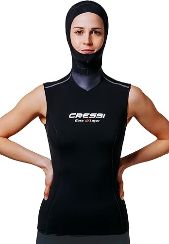 Cressi Base Layer Hood Vest Lady 2.5/5mm - Unteranzug mit eingebauter Kapuzenfrau, Schwarz