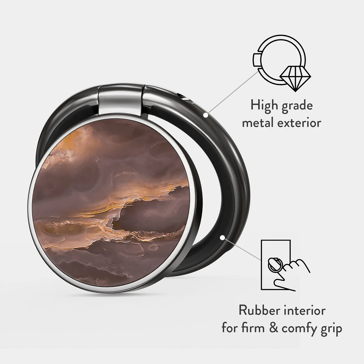 Fire Wood - Brown Marble Adhesive Ring Holder