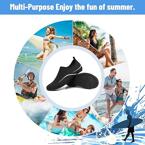 VOLHAL Badeschuh Damen Herren Wasserschuhe Neoprenschuhe Strandschuhe Aquaschuhe Surfschuhe Schwimmschuhe Wassersportschuhe Barfuß Schuhe Leicht Hausschuhe