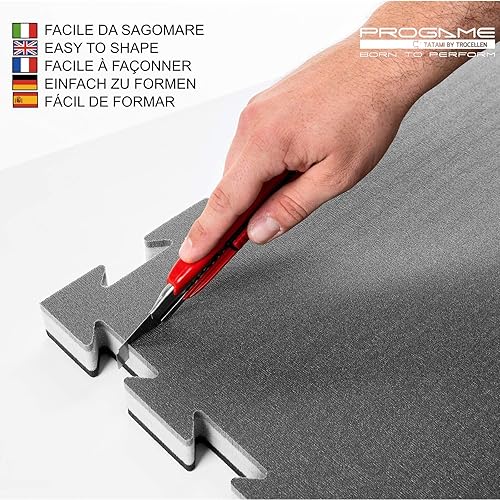 PROGAME Tatami Matte 3,5 cm Kit 8 Stück GYM-HOME Schwarz/Grau 50x50 cm Tatami Puzzle Tatamimatte