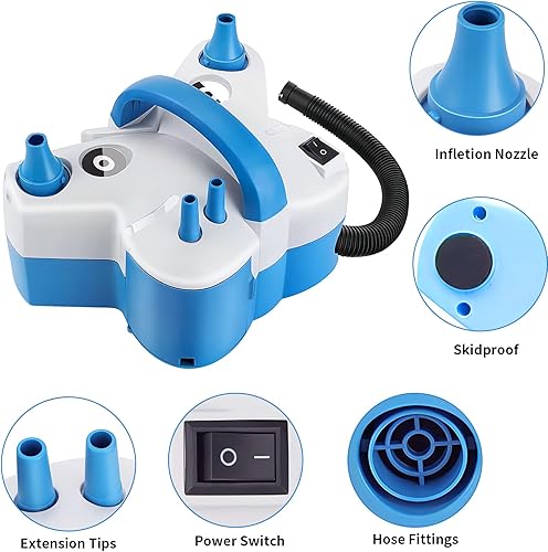 Elektrische Ballonpumpe mit 5 Düsen, Nestling 600W Protable Luftpumpe zum Aufblasen oder Entleeren von Luftmatratzen/Plantschbecken/Schwimmring etc