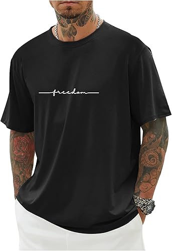 Oversized Tshirt Herren Rundhals Kurzarm T-Shirts Casual Basic Tshirt Sommer Oberteile Mode Shirt mit Grafik Locker Sport Tshirts Männer Lang Tops Lässig T Shirt Wandershirt Bekleidung Laufshirt