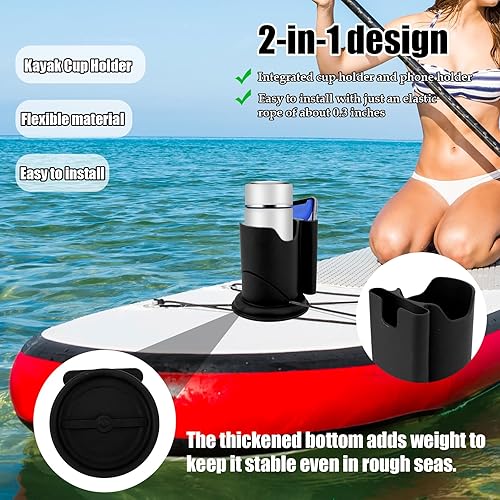 Tinoaly Getränkehalter für Paddleboards, Universell Getränkehalter für Kajaks Multifunktional Wasserflaschenhalter für Surfboards Kippsicher für Outdoor Fischerboote Kajakzubehör