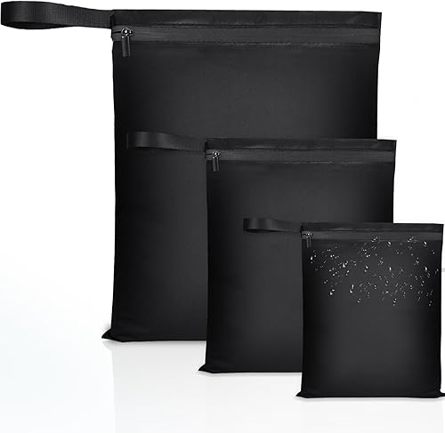 L&W Luck 3 Stück Nasstasche, wetbag schwimmsachen mit reißverschluss, Wiederverwendbar Nassbeutel für Badebekleidung,Badeanzüge, Strandtuch, Sportkleidung