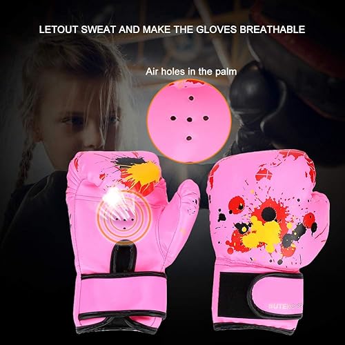 Kinder Boxhandschuhe 3-12 Jahre Kids Punching Handschuhe, Mini Box-Handschuhe Junior für Jungen & Mädchen, Training Gloves für Boxen, MMA, Muay Thai, Kickboxen, Boxsack Training, Rosa