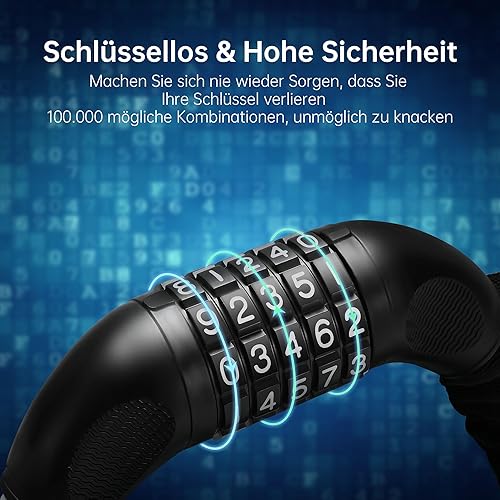 ZELENY Fahrradschloss, robuste Diebstahlsicherung, verdickte Kette, 5-stellige Kombination, ohne Schlüssel, 90 cm, hochfeste Legierung, für Fahrrad, Roller, Motorrad, Tür, Zauntor