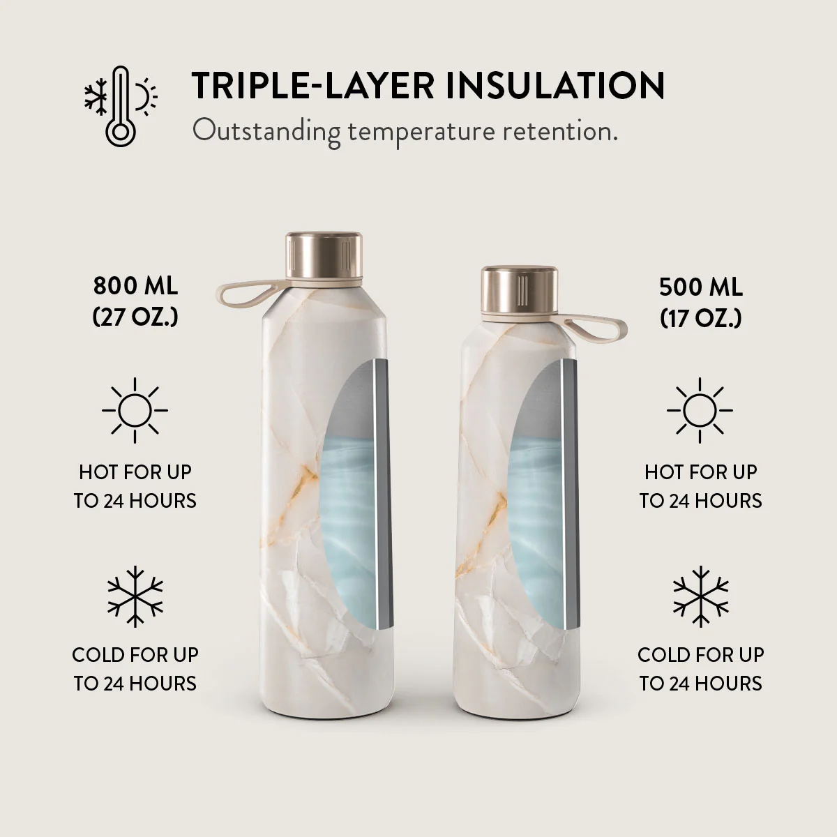 Vanilla Sand - Marble Water Bottle