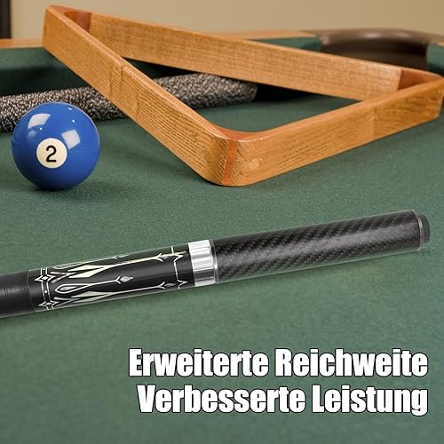 RAYNA GAMES Pool Queue Verlängerung mit 3 Bumpern Carbon Fiber Billard Queue Extender Pool Queue Zubehör