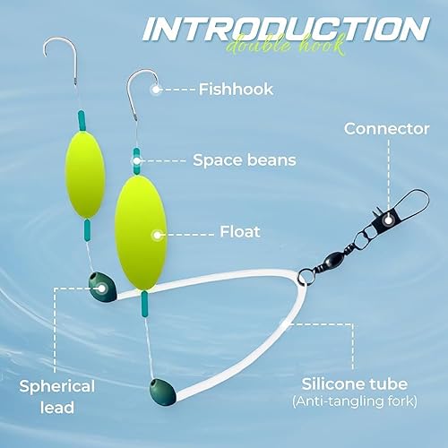 Double-Hook Reverse Bottom Rig - 5 StüCk Angelhaken Set, Doppelhaken Und Unterhaken Angeln, Design Doppelhaken AngelköDer AngelzubehöR Set FüR SüßWasser Salzwasser
