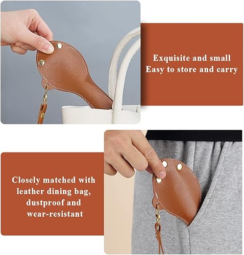 Berglander tragbares Camping Besteck Set 3-teiliges mit Lederbeutel leicht in der Tasche zu tragen, Edelstahlmesser, Löffel und Gabel Set perfekt für Schule, Arbeit, Bauernhof, Picknick, Reisen