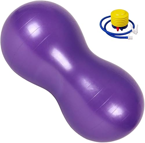 CAKEEYUM Peanut Ball Erdnuss-Gymnastikball mit luftdicken PVC-Erdnussbällen für Kinder, Therapie, Schwangerschaft, tragbarer Yoga-Ball für Zuhause, Fitnessstudio, 88,9 x 45,7 cm
