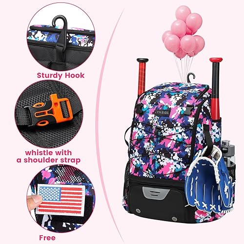 Youth Baseball Equipment Bag | Lightweight Baseball Backpack | Aterproof Baseball Bag | Tball Equipment Bag Softball Gear Bag Baseball Accessory Bag Lightweight Softball Bag With Multiple Compartments