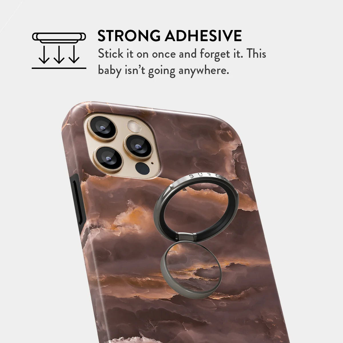 Fire Wood - Brown Marble Adhesive Ring Holder