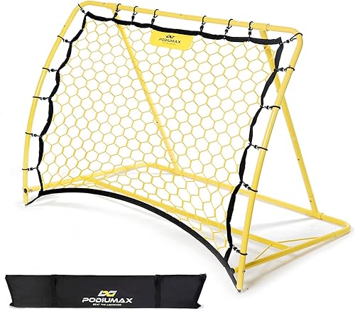 PodiuMax Winkel Einstellbarer Fußball Rebounder Tragbar | Pro Solo Fußball Kick Trainer | 120 x 84 cm | für Übungen und Fußballschuss