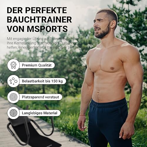 MSPORTS AB Roller - Bauchtrainer | Premium Bauchroller mit Kopfstütze & Matte - klappbar - platzsparend | für Bauchmuskel Training & Fitness