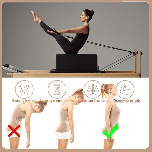LVYWEX Pilates-Reformer-Maschine,Faltbar Multifunktionaler Pilates Reformer Machine Aus Holz FüR Zuhause Pilates Bett Mit Einstellbarer Intensitä FüR Krafttraining