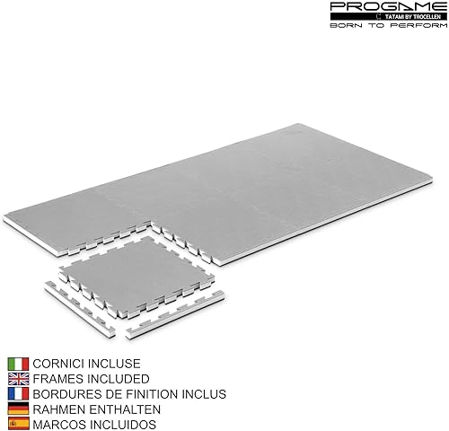 PROGAME Tatami Matte 3,5 cm Kit 8 Stück GYM-HOME Schwarz/Grau 50x50 cm Tatami Puzzle Tatamimatte