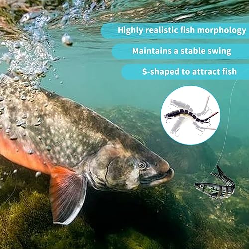 HYran Angelköder, 5 Stück Wobbler Hecht Köder, Barsch Köder, Angelköder für Süßwasser, Swimbait, Jerkbait Hecht mit 2 Drillingshaken und Fischköder Box, für Männer Familien-Angelausrüstung