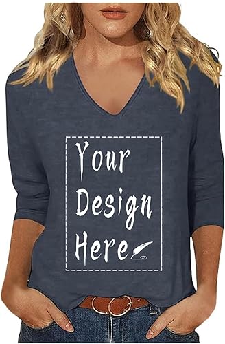 3/4 Arm Shirt Damen, Damen Tshirt Sommer Schwarz V Ausschnitt Dreiviertel Arm Shirt Grosse Grössen Einfarbig Women's T-Shirts Pullover Dreiviertelarm Tshirts T Shirts Sommershirt