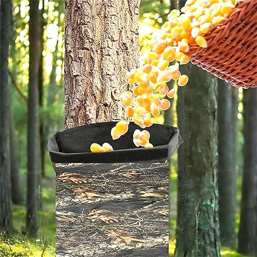 Hirsch Fütterung Tasche, Tragbare Schwerkraft Hirsche Futterautomat Camouflage Jagd Futterspender mit Verstellbaren Riemen zur Befestigung am Baum, Wetterfestes Oxford-Gewebe-2pcs