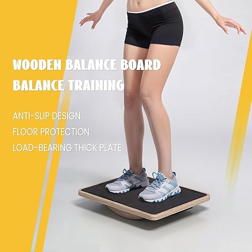 Wackelbrett, Sports Balance Board Holz, Wackelbrett mit rutschfestem Standfuß, Balancierbrett für unter dem Schreibtisch, Kernkraft, Stabilität, Balance Board Schreibtisch