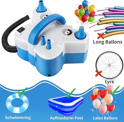 Elektrische Ballonpumpe mit 5 Düsen, Nestling 600W Protable Luftpumpe zum Aufblasen oder Entleeren von Luftmatratzen/Plantschbecken/Schwimmring etc