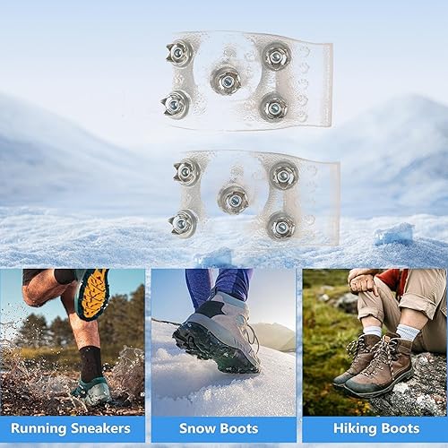 Zubehors Schneespikes für Schuhe, Eisgreifer für Schuhe - 1 Paar robuste Eisstollen mit mittlerer Sohle | rutschfeste Schnee-Traktionsklampen, Bergsteiger-Eisgriffe mit 5 Spikes zum, Wandern