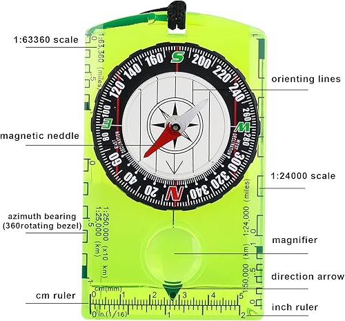 Kompass Leuchtendes mit Überleben im Freien Werkzeug, wandern Wasserdicht Kompass Kinder zum Lesen von Karten Navigation Perfekt für Camping Wandern und Outdoor-Aktivitäten