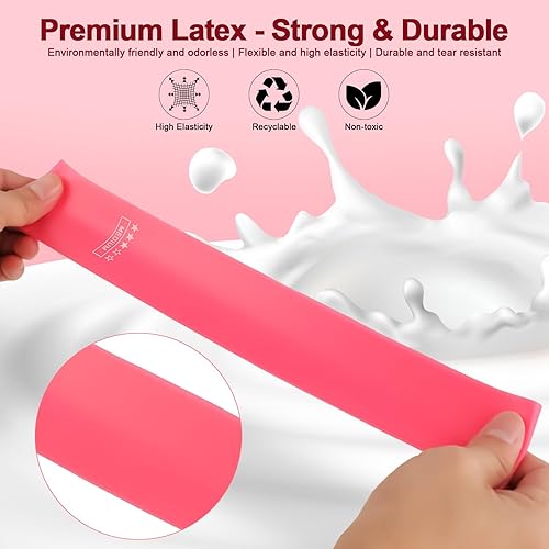 Fitnessbänder - Widerstandsbänder 5er-Set, Aus TPE-Material, 5 Widerstandsstufen, rutschfest und Elastisch, Mit Übungsanleitung & Tragebeutel, Ideal für Muskeltraining, Yoga und Re