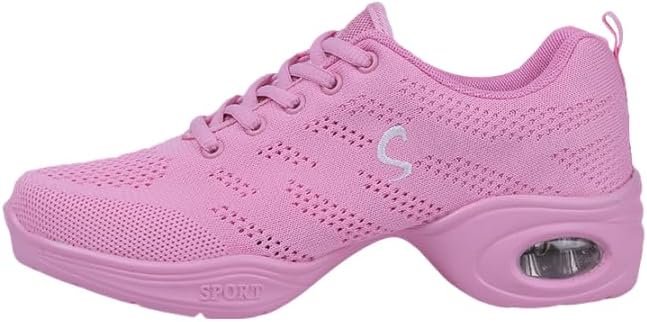 Jazzschuhe Damen Lace Up Tanzsneaker Damen Geteilte Sohle Luftkissen Moderne Tanzschuhe Plattform Pumps Blockabsatz