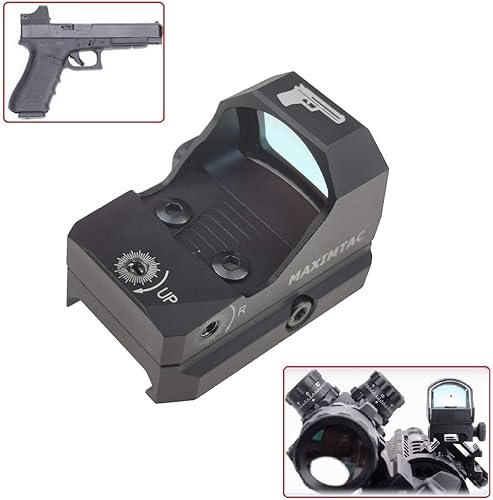 Maximtac Mini Reflexvisier/Red-Dot 2 mit 8 Lichtstufen + Nachtmodus Rotpunktvisier für Kurzwaffen, Langwaffen, Großkaliber geeignet