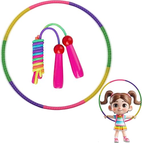 2 Stück Passend Hula Hoop Reifen Kinder 4 Jahre, Abnehmbar Einstellbar für Springseil Kinder 8 Jahre, Fitnessgeräte für Jungen Und Mädchen Ab 4 Jahren Geeignet Geburtstags Und Feiertagsgeschenke