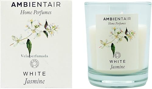 SEVENREEDS Duftkerze Ambientair Home White Jasmine - Jasmin-Lufterfrischer für Zuhause, Aromatherapie, Kerze im Glas für den Innenbereich, Brenndauer 30 Stunden