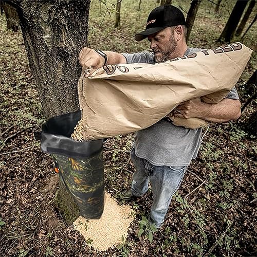 Hirsch Fütterung Tasche, Tragbare Schwerkraft Hirsche Futterautomat Camouflage Jagd Futterspender mit Verstellbaren Riemen zur Befestigung am Baum, Wetterfestes Oxford-Gewebe-2pcs