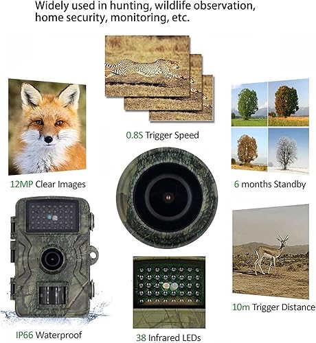 Fafeicy Wildlife Game Camera 16MP Jagd Trail Kamera IP66 Track Cam mit Nachtsicht und Bewegung für Wildtierbeobachtung Aktiviert