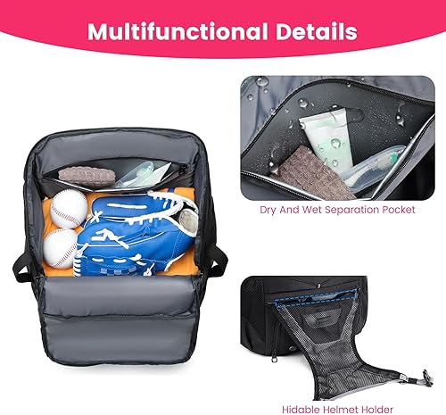 Youth Baseball Equipment Bag | Lightweight Baseball Backpack | Aterproof Baseball Bag | Tball Equipment Bag Softball Gear Bag Baseball Accessory Bag Lightweight Softball Bag With Multiple Compartments