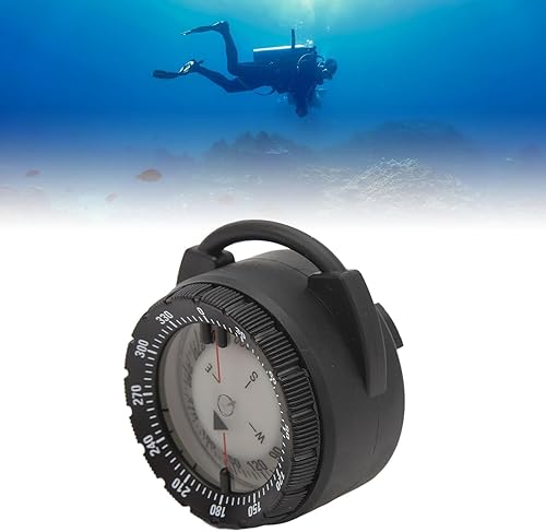 Fockety Unterwasserkompass, Leuchtender Wasserdichter Tauchkompass, 50 M Tiefennavigation mit Seitenfenster, Sichere Verbindung, Klemmhalterung für Tauchen, Wandern, Überleben