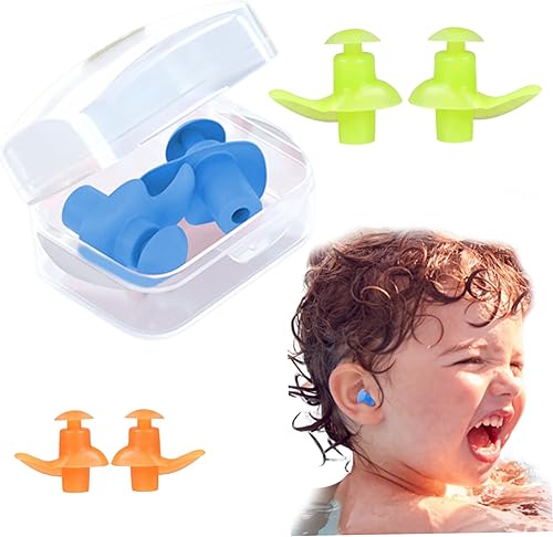 NIDONE Schwimmohrstöpsel Wiederverwendbare Silikonohrstöpsel wasserdichte Ohrstöpsel für Schwimmer Baden 3 Paare, Silikonohrstöpsel