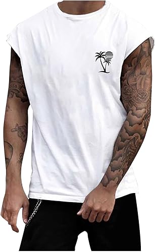 T-Shirts Männer Hemd Kurzarm Bluse Tops Herren Sommer Loose Trendy Ärmelloses Sports Home Ärmelloses T-Shirt