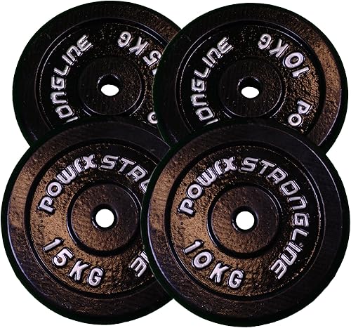 POWRX Hantelbank Profi I Drückerbank höhenverstellbar I Dip Griffe für Fitness Kraft Training I Trainingsbank Einzeln oder Set (Set Hantelbank + 50kg Guss Set)